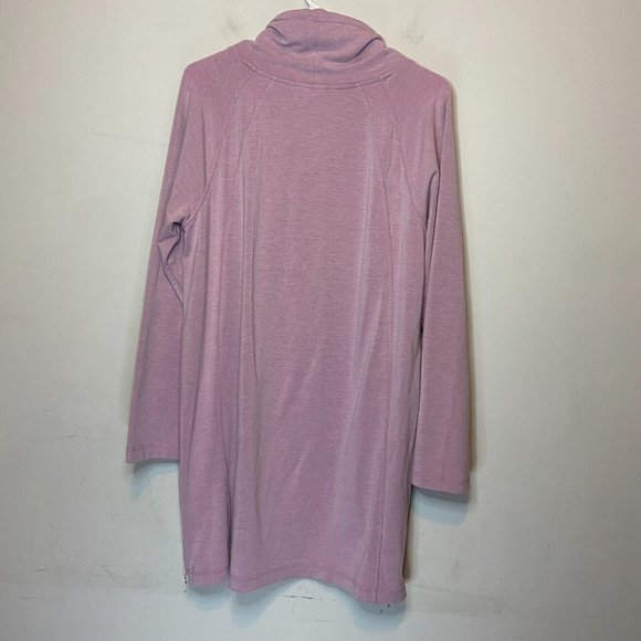 J Jill Fit Women L Cowl Neck Mini Dress Pink Long Sleeve Side Zip Stretch Active - Picture 3 of 9